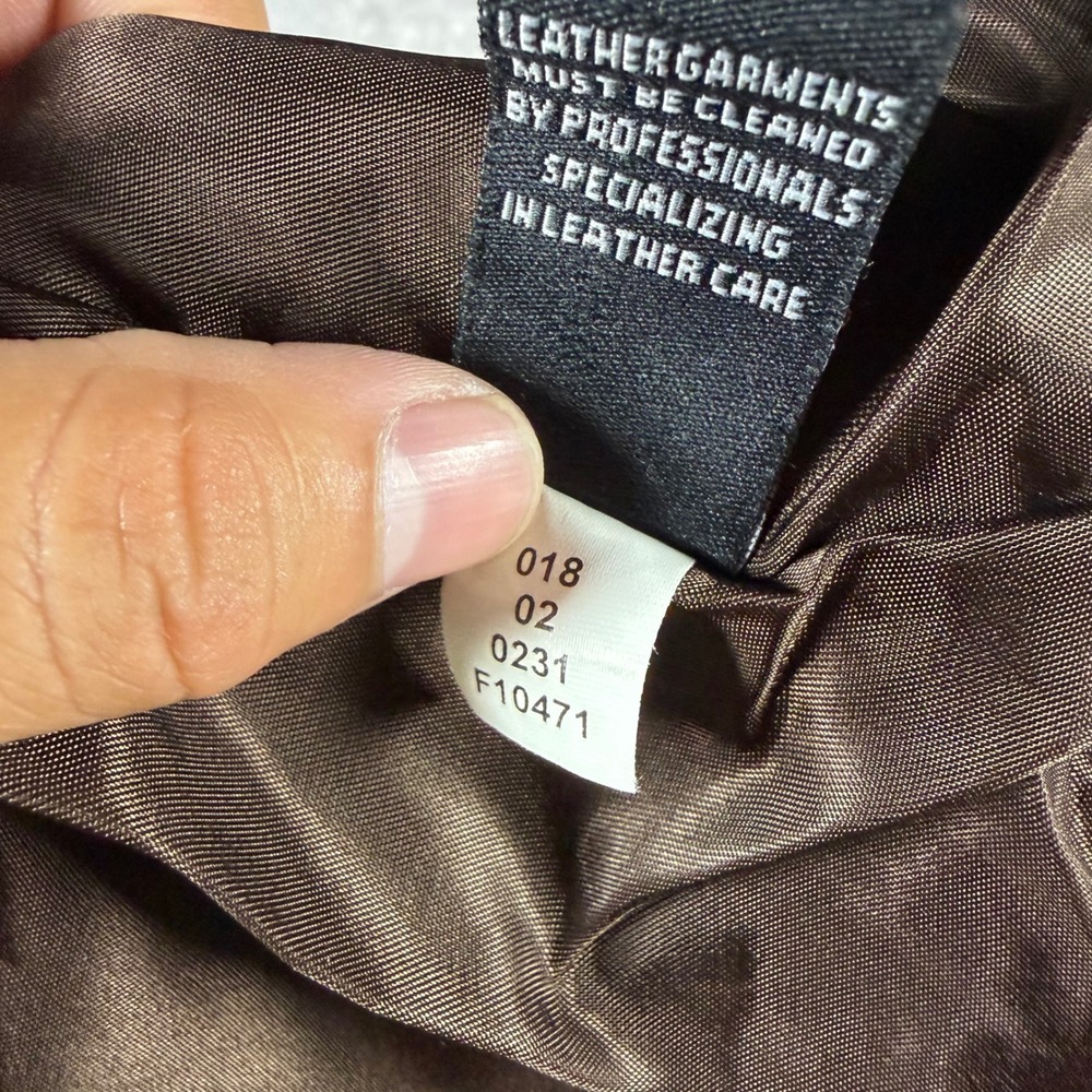 VTG Y2k 2002 Mossimo Womens Small Brown Faux Leather Cropped Moto Trucker Jacket - Picture 8 of 11